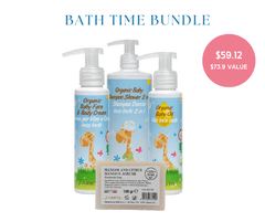 Organic Bath Time Bundle |1 Baby Shampoo 2 in 1 |1 Baby Face and Body Cream |1 Natural Soap Mangoes and Citrus | Baby Oil - Azetabio