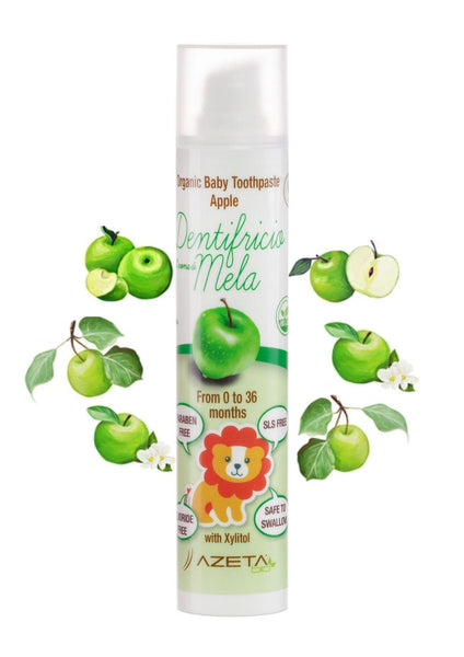 Certified Organic Baby Toothpaste | 0-36 months | Apple | (50 ml) - Azetabio