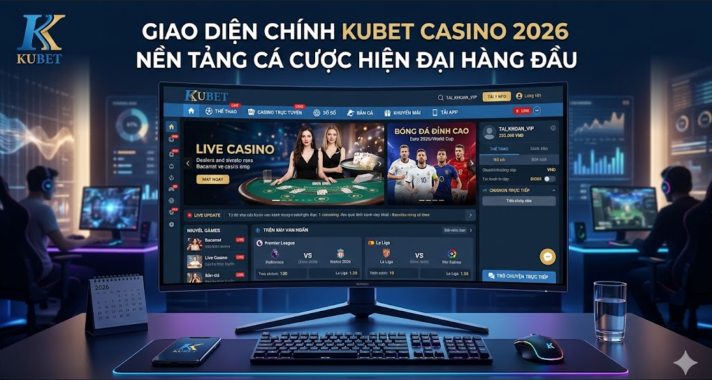 Giao diện chính KUBET Casino 2026 - Nền tảng cá cược hiện đại hàng đầu